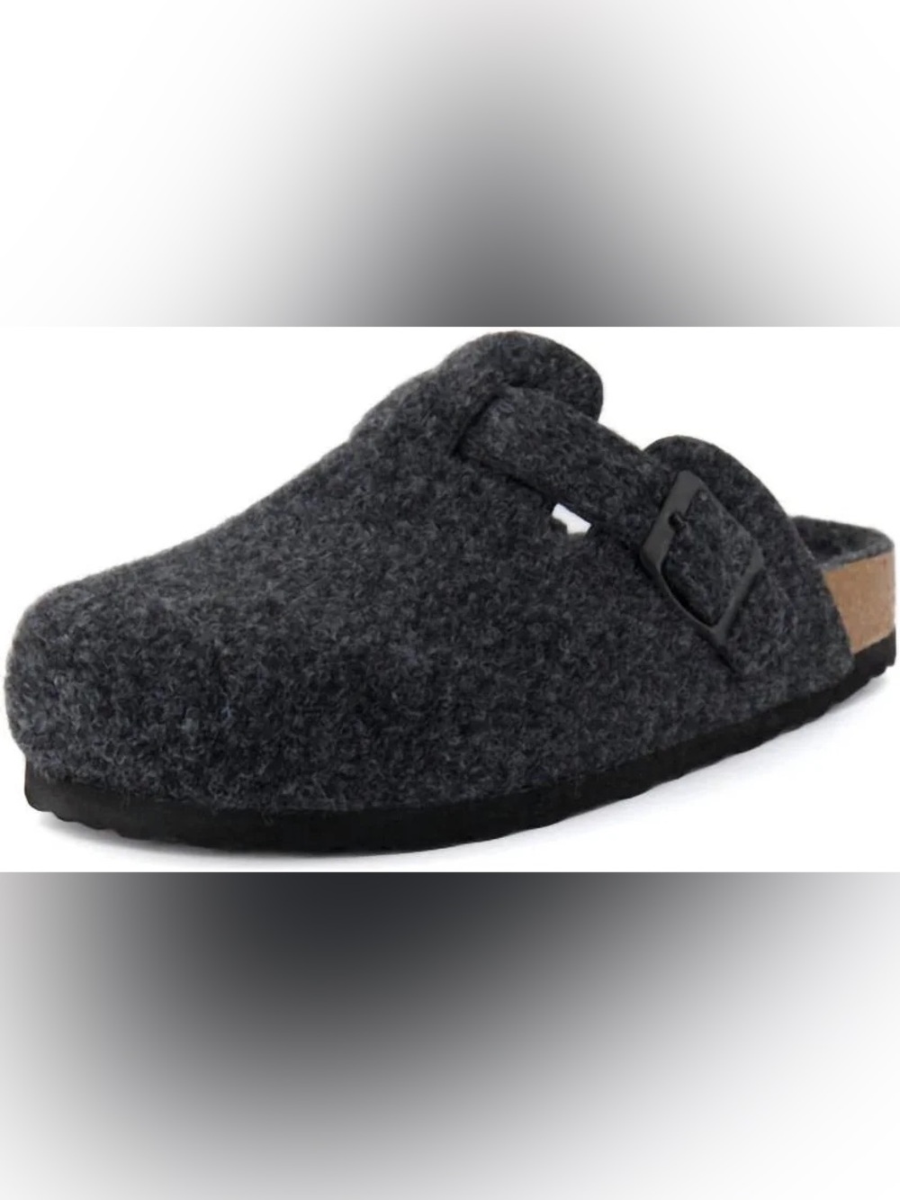 CUSHIONAIRE Women's Hana Cork Footbed Clog In Charcoal Wool  - US 8